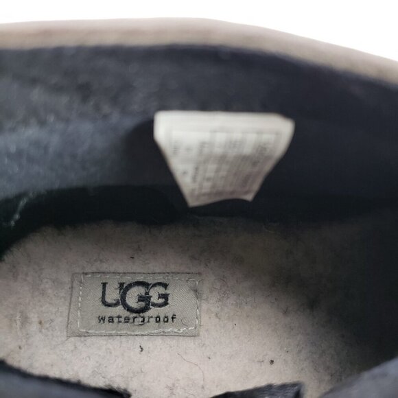 Ugg Attell Waterproof Ankle Boot Womens 7 Brown Leather Side Zip Fleece Lined - Picture 9 of 11